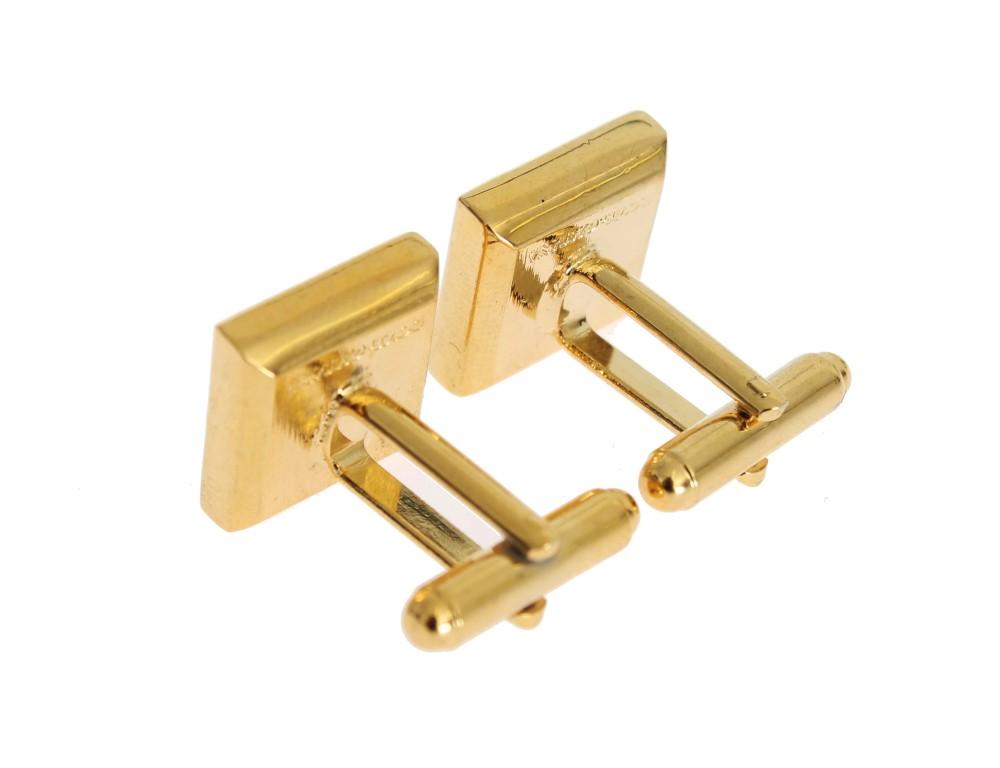 Clear Blue Crystal Gold Brass Cufflinks