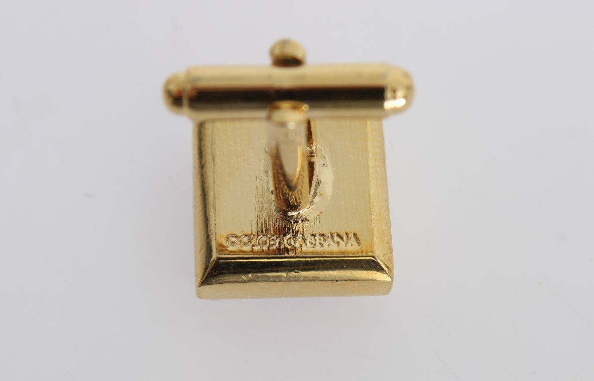 Clear Blue Crystal Gold Brass Cufflinks