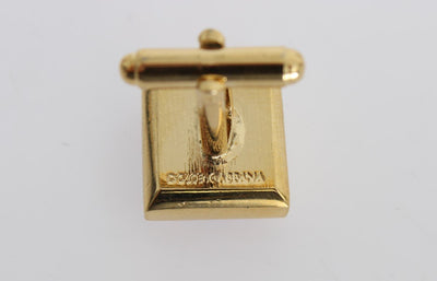 Clear Blue Crystal Gold Brass Cufflinks