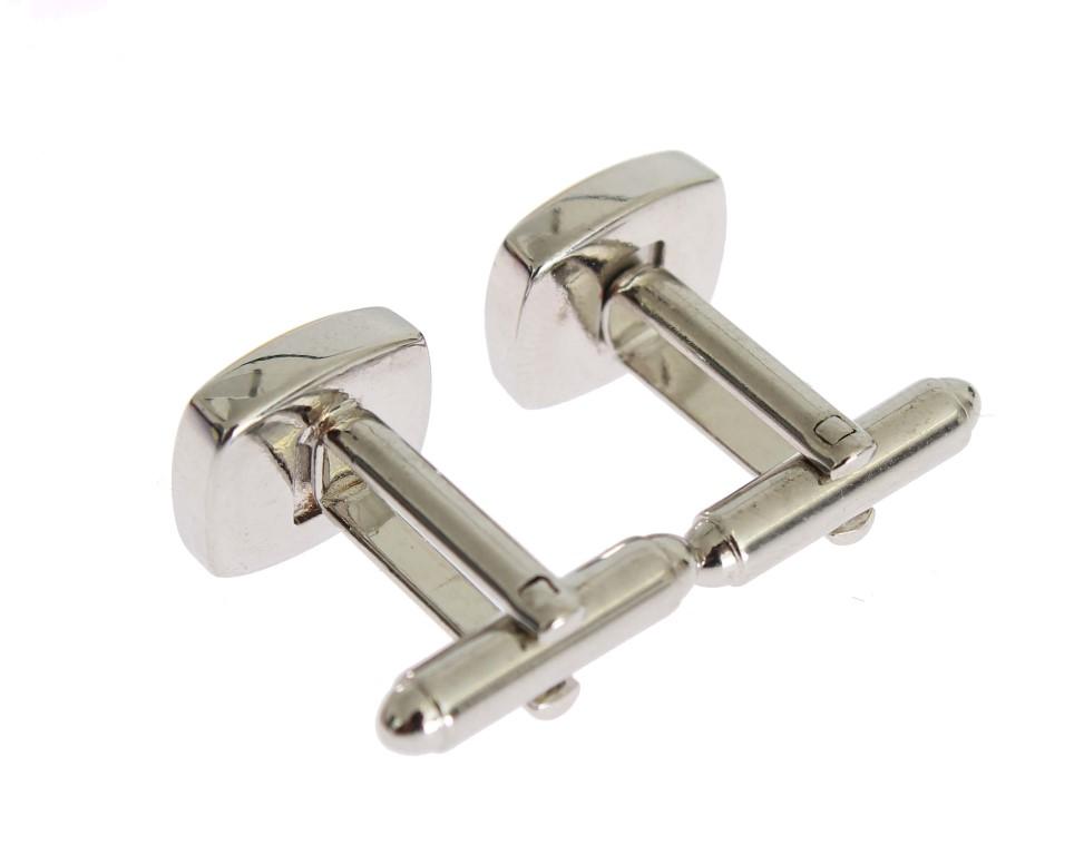 Green Silver Brass Cufflinks