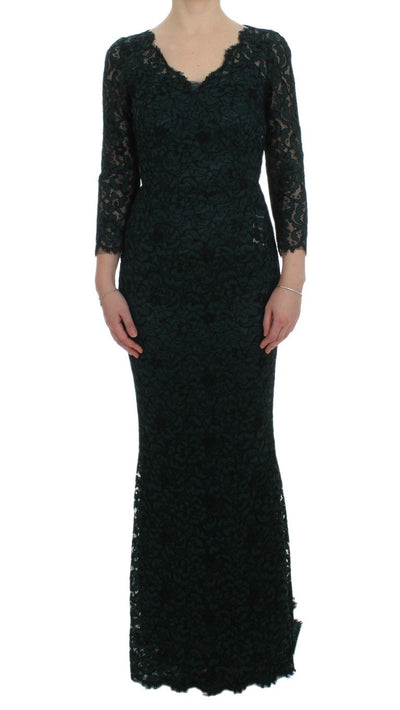 Green Lace Sheath Long Gown Ball Dress