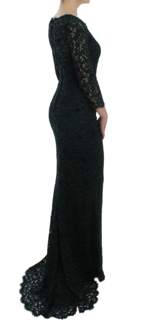 Green Lace Sheath Long Gown Ball Dress