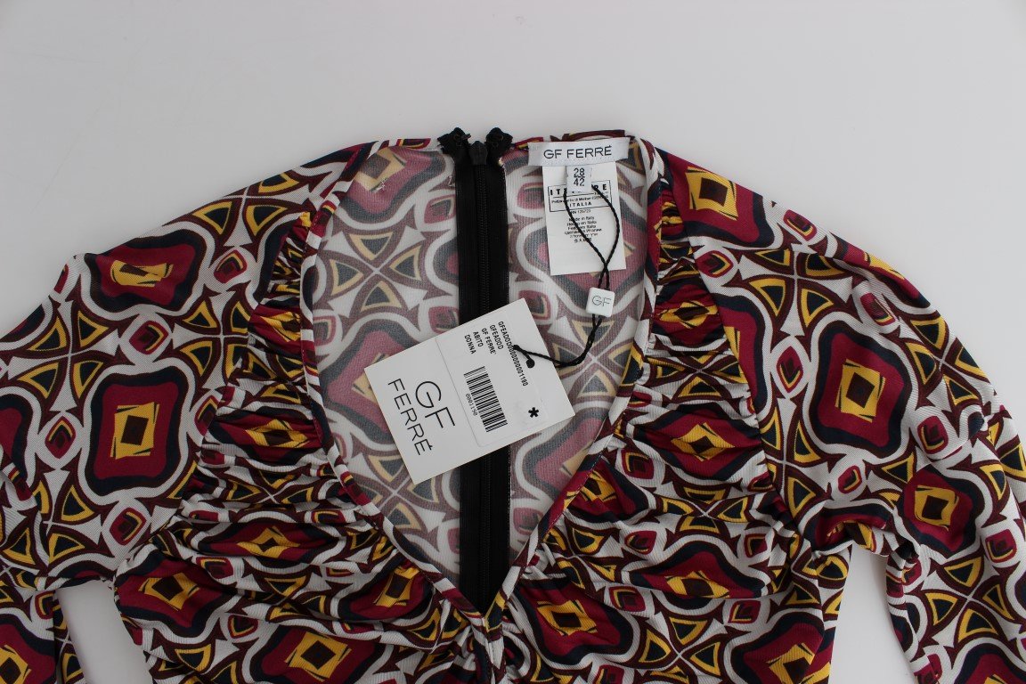 Multicolor Longsleeved Viscose Shift Dress