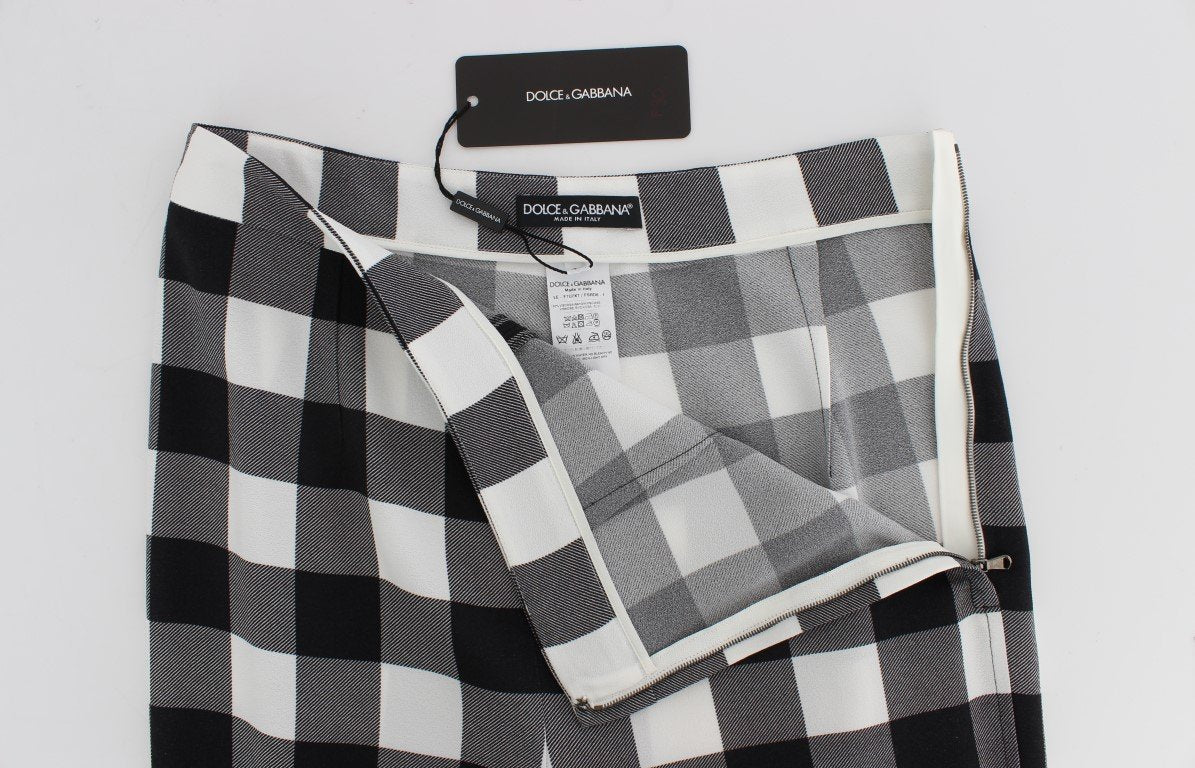 Black White Check Slim Fit Tights Pants