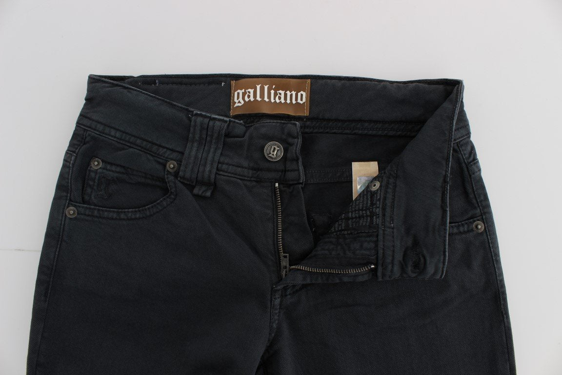 Blue Wash Cotton Blend Slim Fit Bootcut Jeans