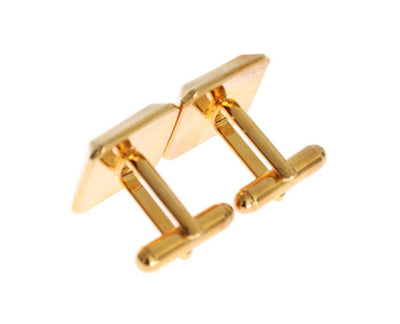 Clear Crystal Gold Brass Cufflinks