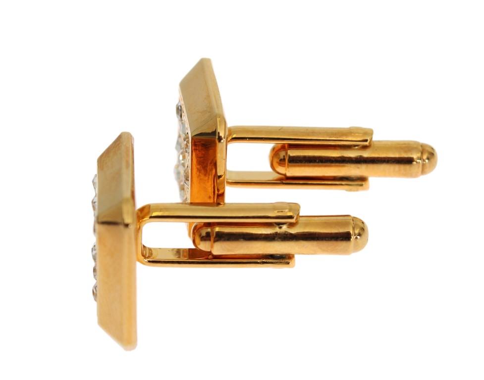Clear Crystal Gold Brass Cufflinks