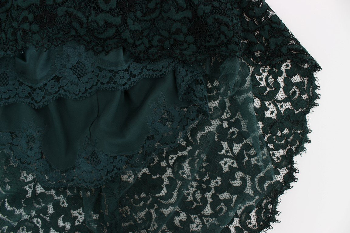 Green Lace Sheath Long Gown Ball Dress