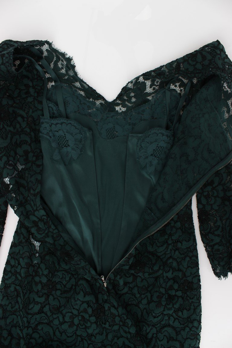 Green Lace Sheath Long Gown Ball Dress