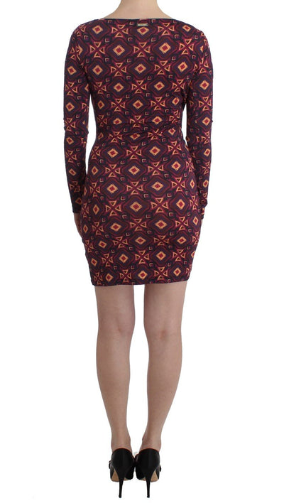 Multicolor Longsleeved Viscose Shift Dress