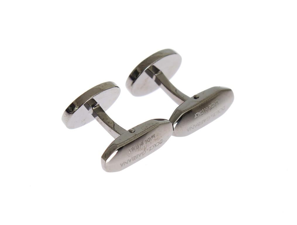 Black Red Stone Silver Brass Cufflinks