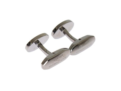 Black Red Stone Silver Brass Cufflinks