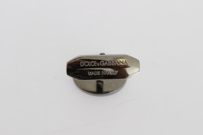 Black Red Stone Silver Brass Cufflinks