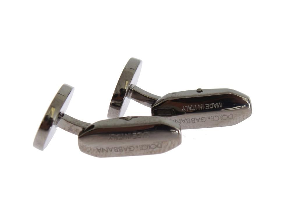 Black Red Stone Silver Brass Cufflinks