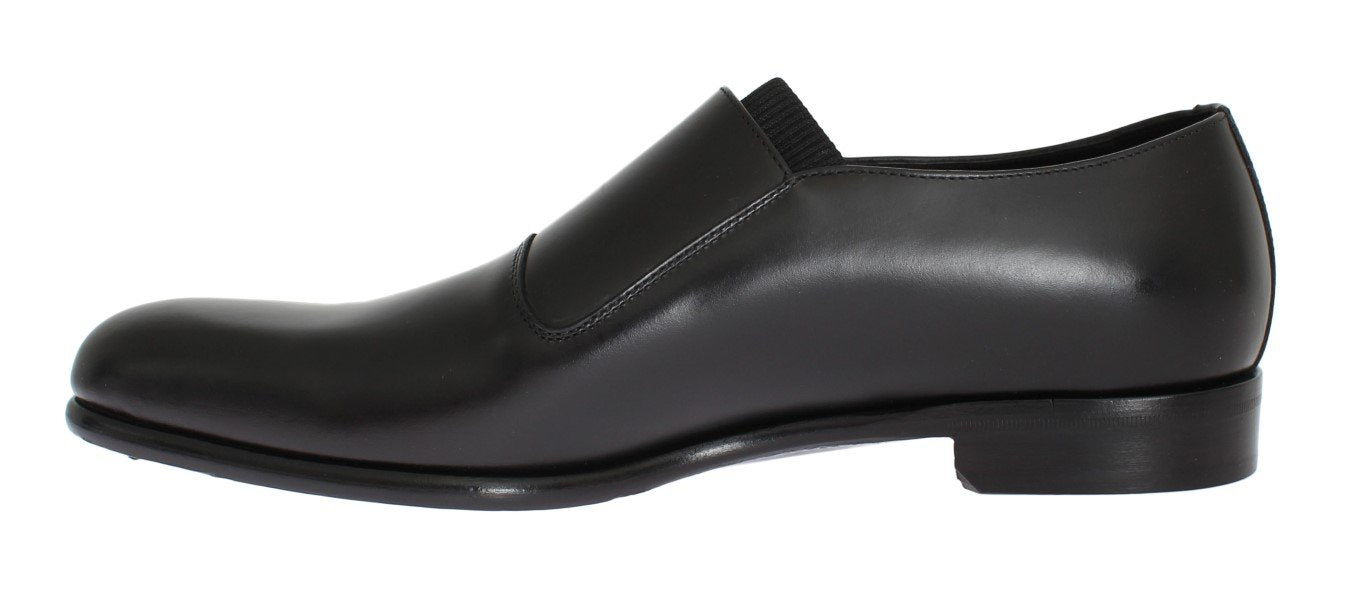 Black Leather Loafers Shoes
