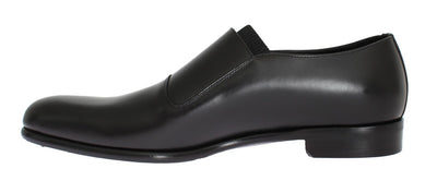 Black Leather Loafers Shoes