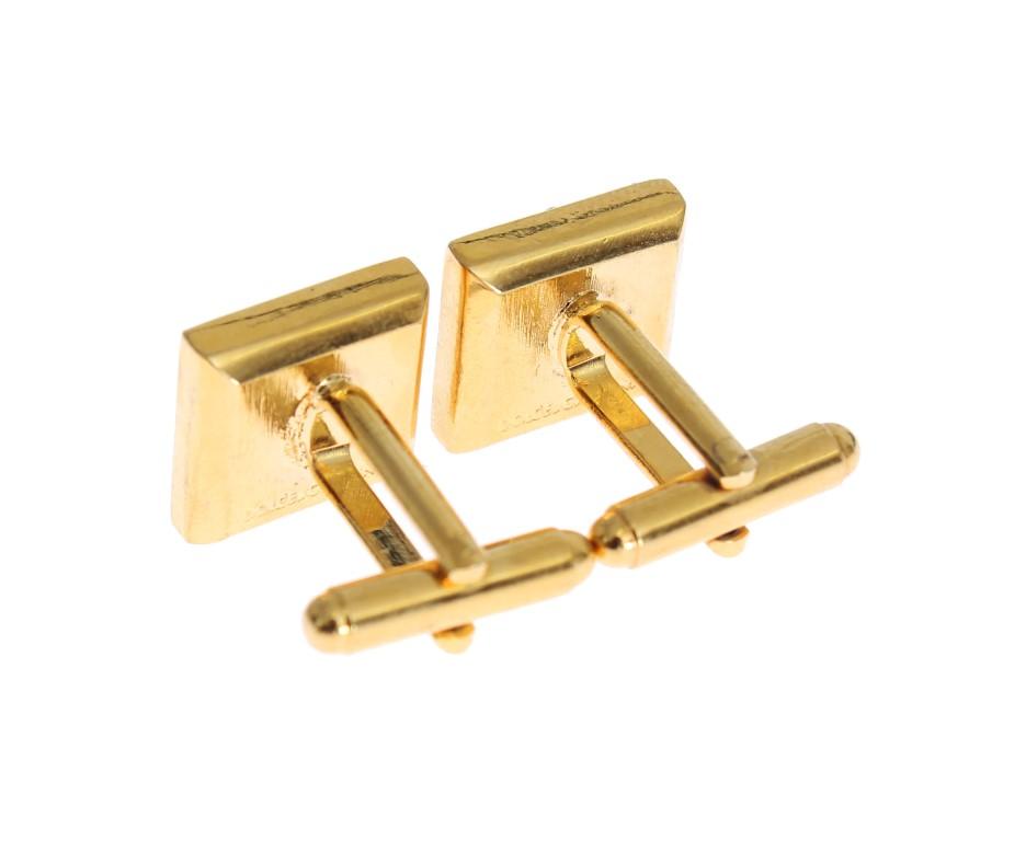 Clear Purple Crystal Gold Brass Cufflinks