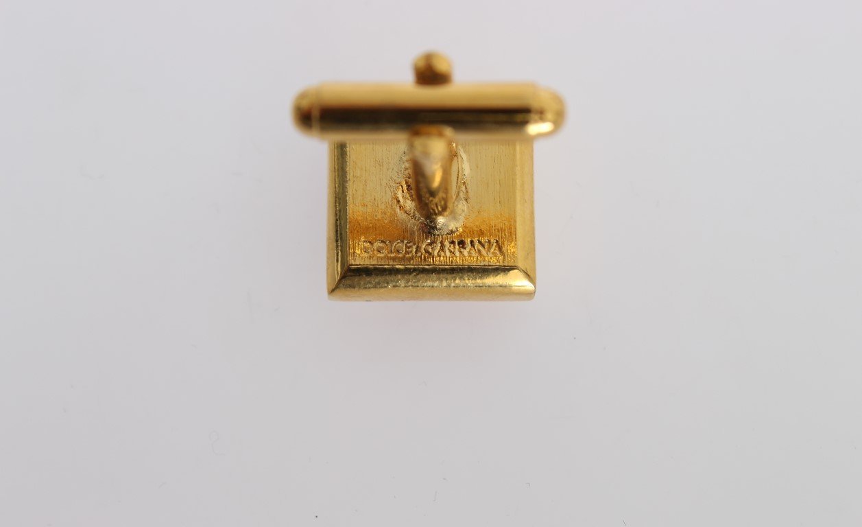 Clear Purple Crystal Gold Brass Cufflinks