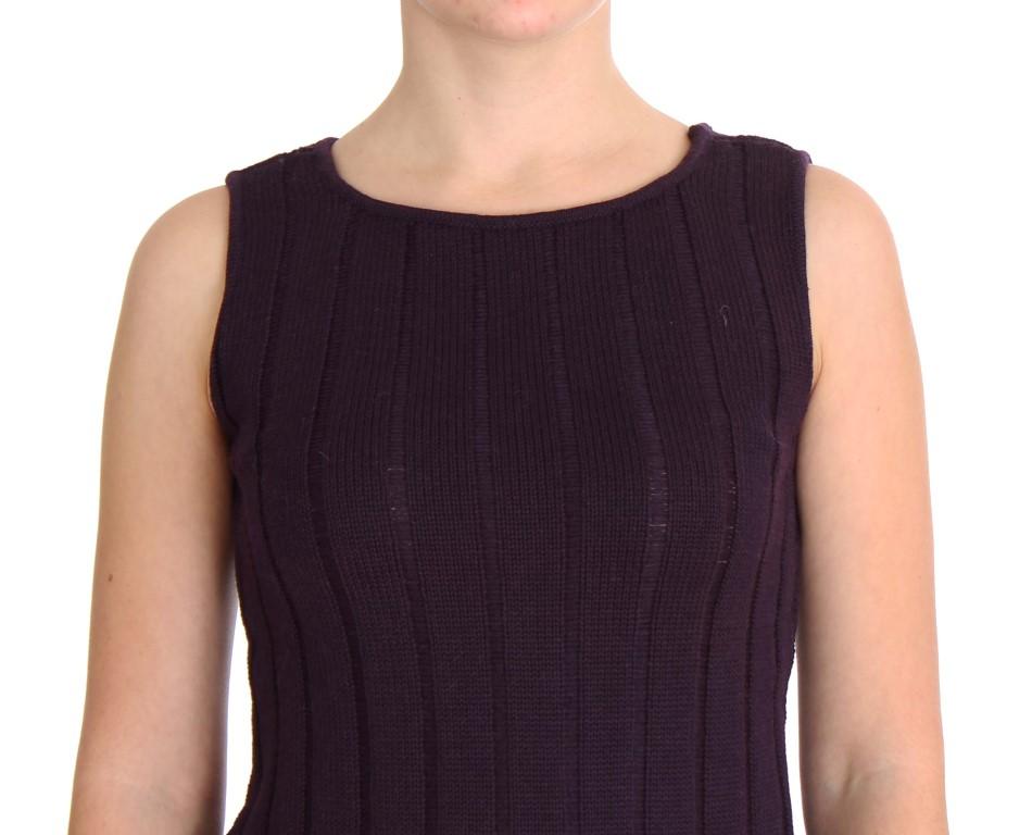 Purple Wool Knitted Sleeveless Sweater