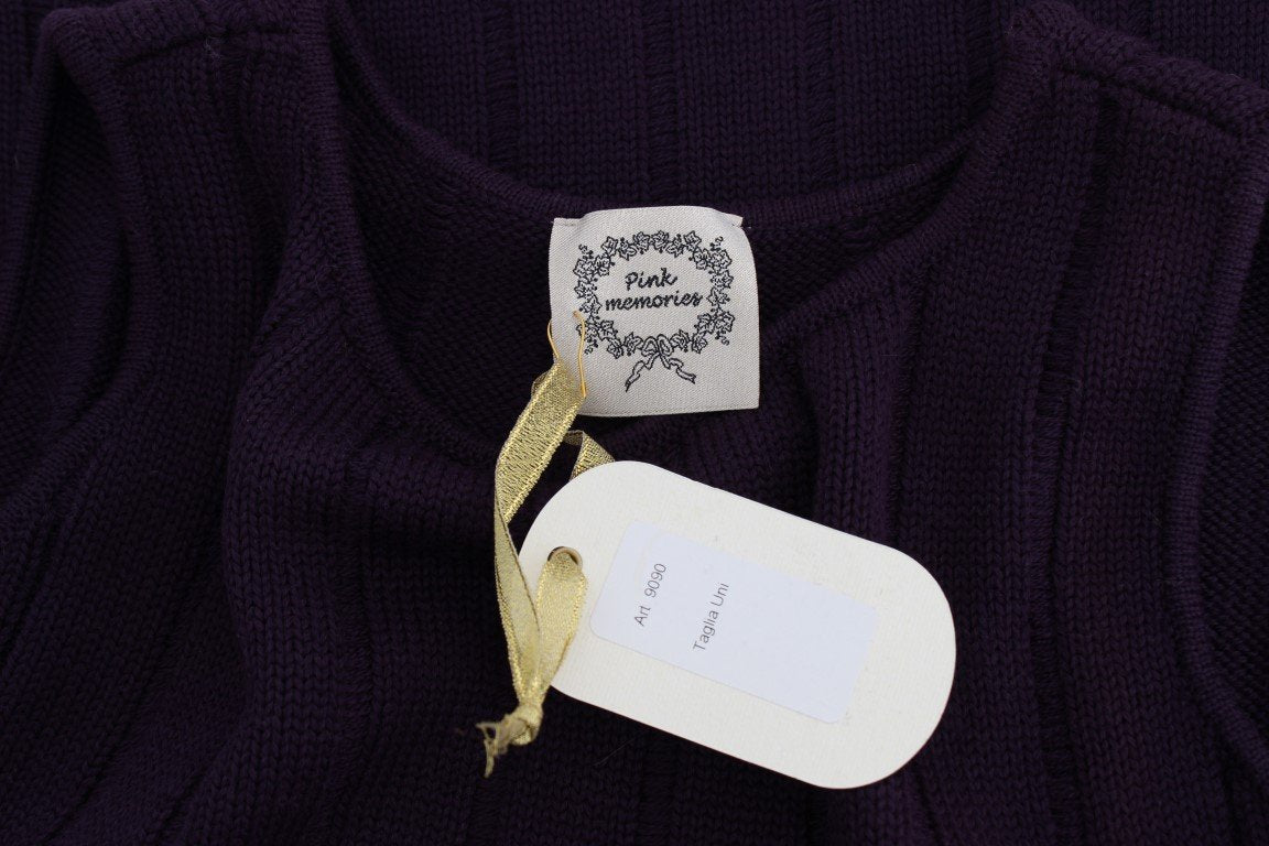 Purple Wool Knitted Sleeveless Sweater