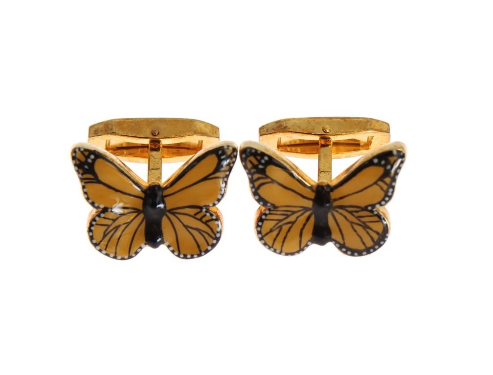 Gold Plated Brass Yellow Butterfly Cufflinks
