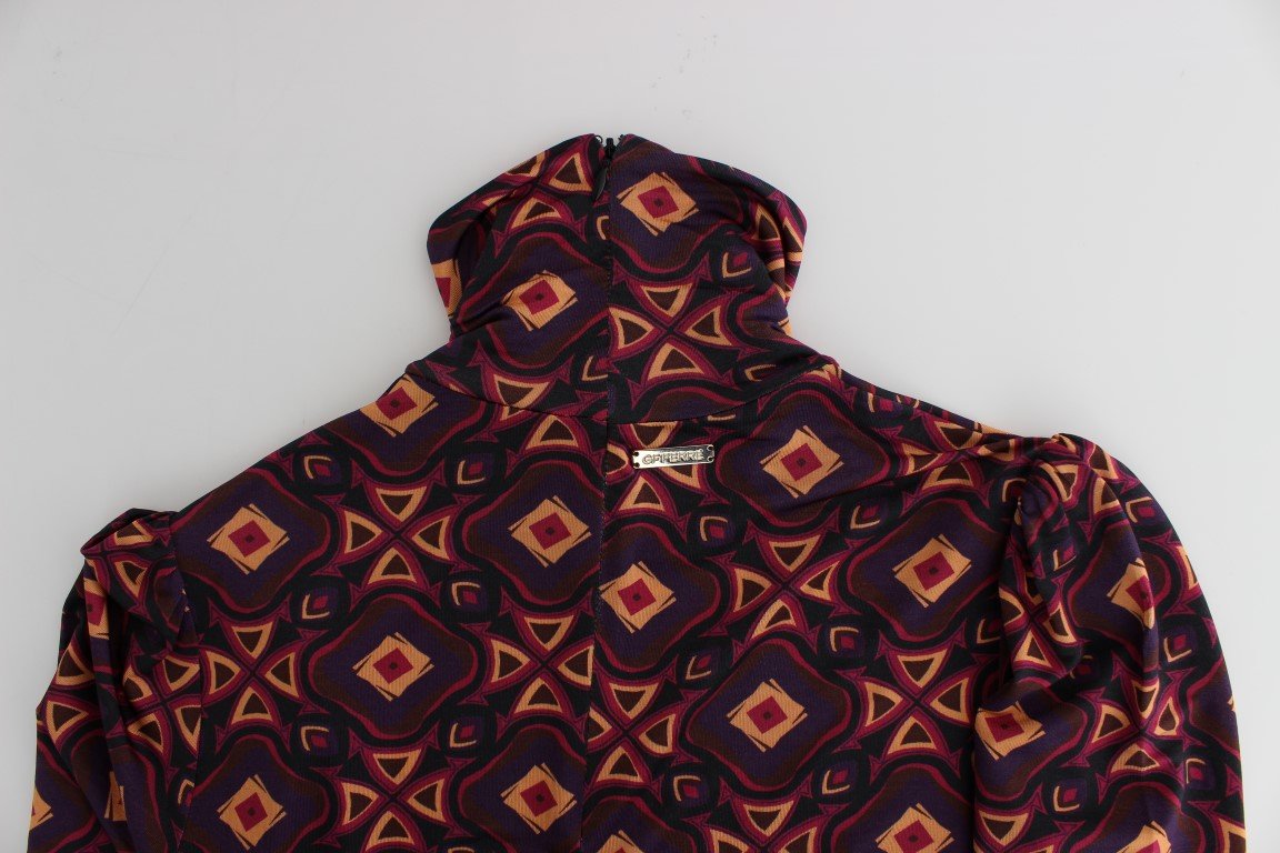 Multicolor Longsleeved Turtleneck Viscose Dress