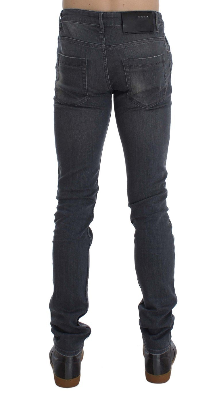 Gray Cotton Stretch Slim Fit Jeans
