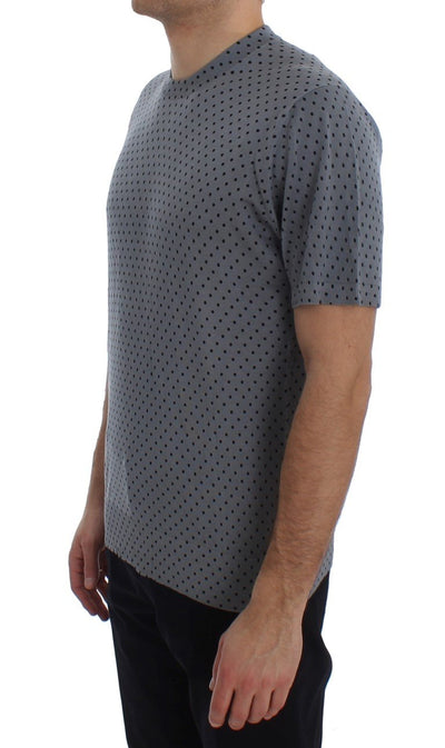 Blue Polka Dotted Silk Pullover T-shirt