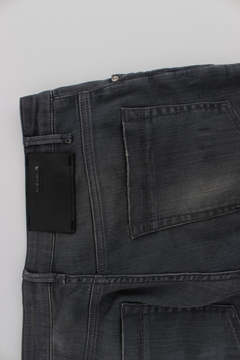 Gray Cotton Stretch Slim Fit Jeans