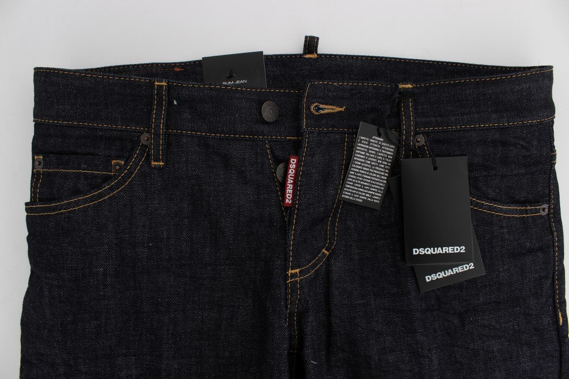 Blue Cotton Denim Slim Skinny Jeans