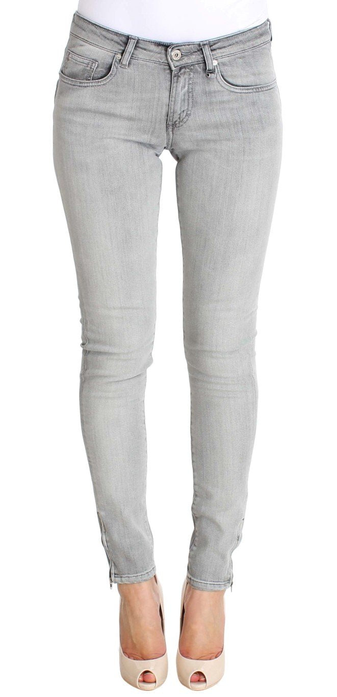 Gray Wash Cotton Denim Stretch Slim Fit Jeans