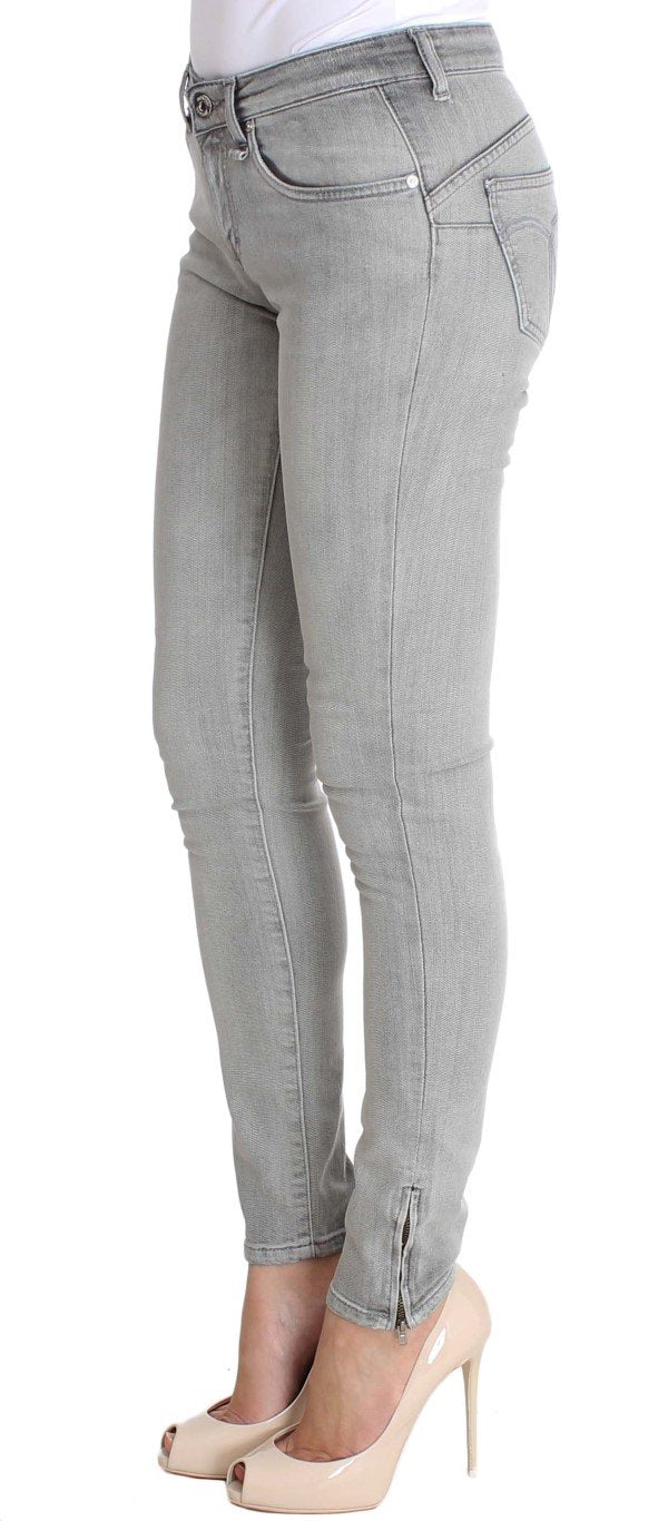 Gray Wash Cotton Denim Stretch Slim Fit Jeans