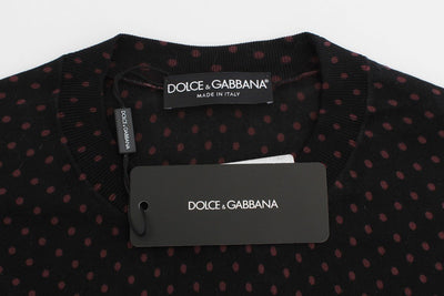 Black Red Polka Dotted Silk T-shirt