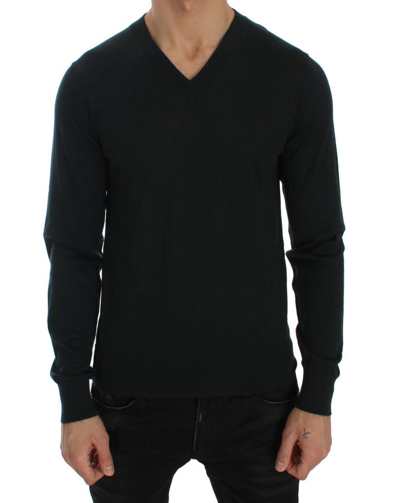 Green Cashmere V-neck Pullover Pullover