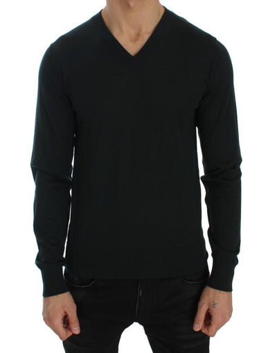 Green Cashmere V-neck Pullover Pullover