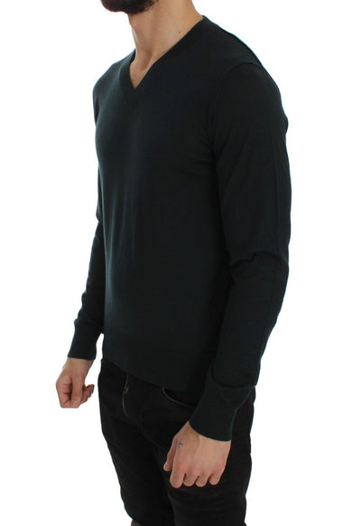 Green Cashmere V-neck Pullover Pullover