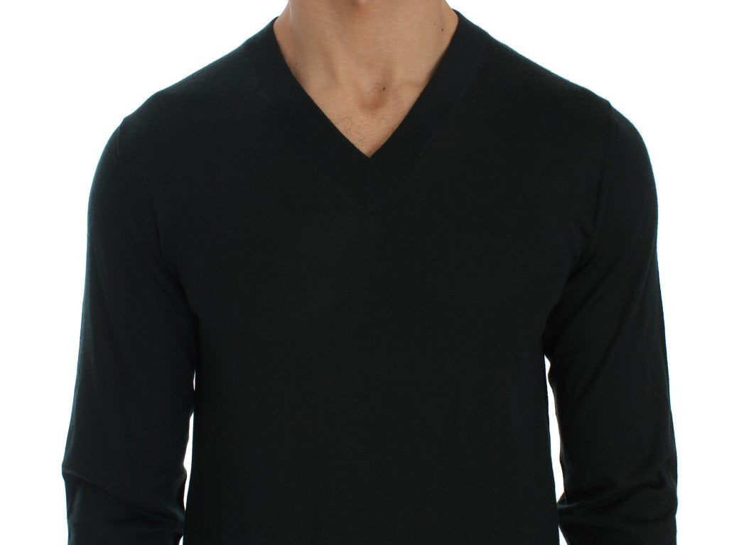 Green Cashmere V-neck Pullover Pullover