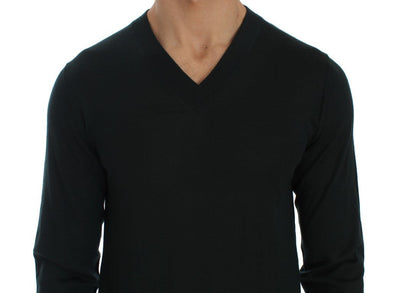 Green Cashmere V-neck Pullover Pullover