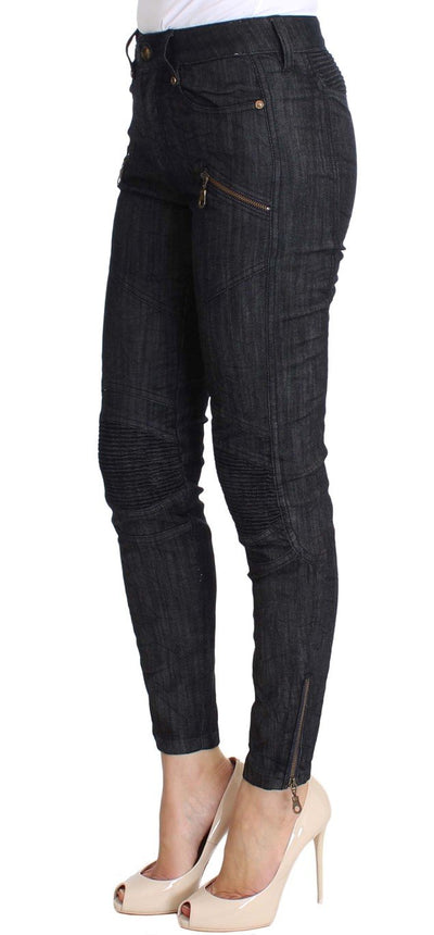 Blue Cropped Cotton Stretch Skinny Slim Fit Jeans