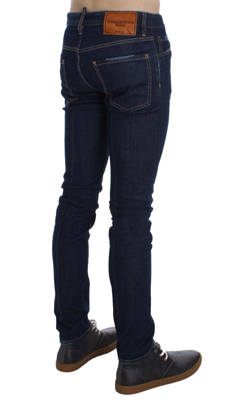 Blue Cotton Stretch Slim Skinny Jeans