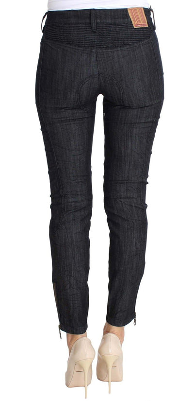 Blue Cropped Cotton Stretch Skinny Slim Fit Jeans