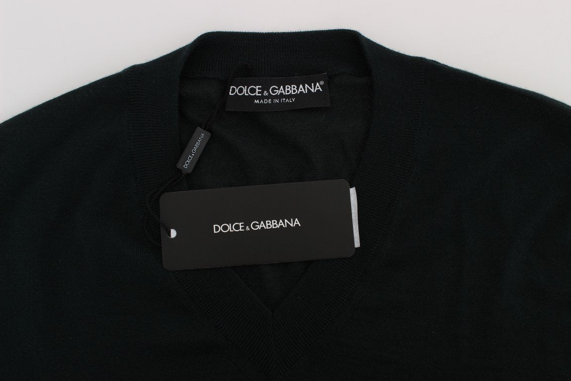 Green Cashmere V-neck Pullover Pullover