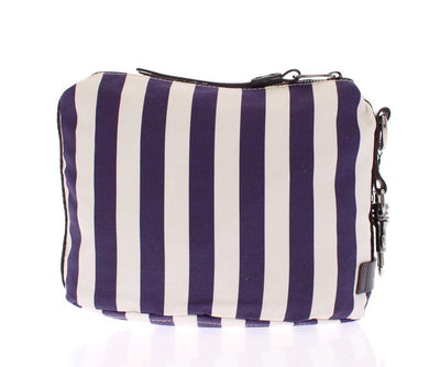 Purple striped canvas toiletry bag