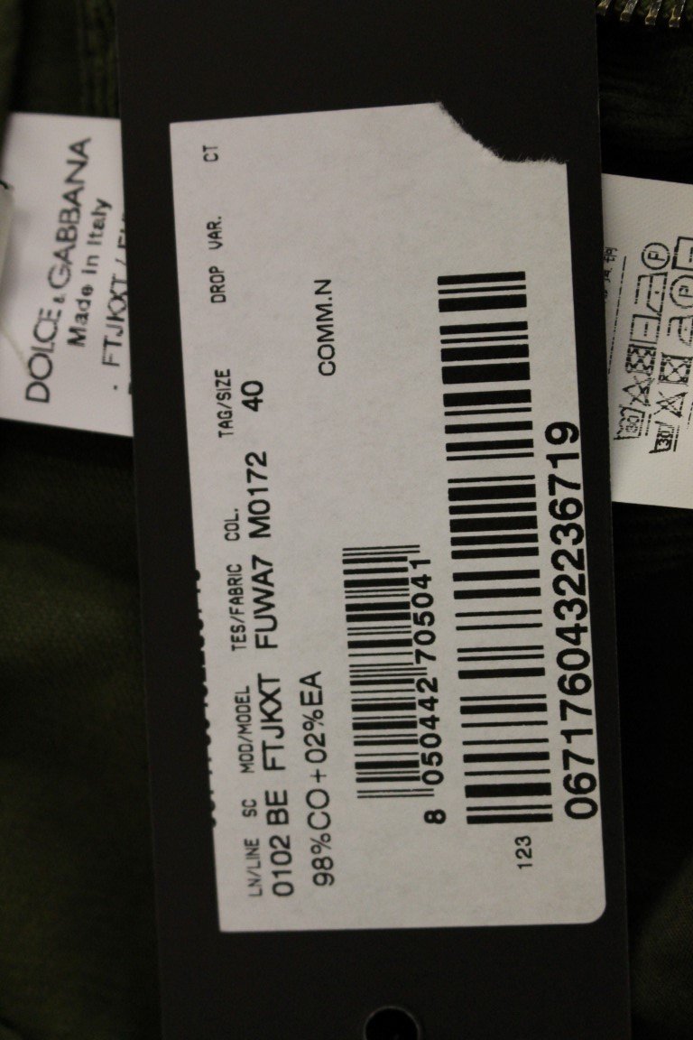 Green Cotton Corduroys Cropped Jeans Pants