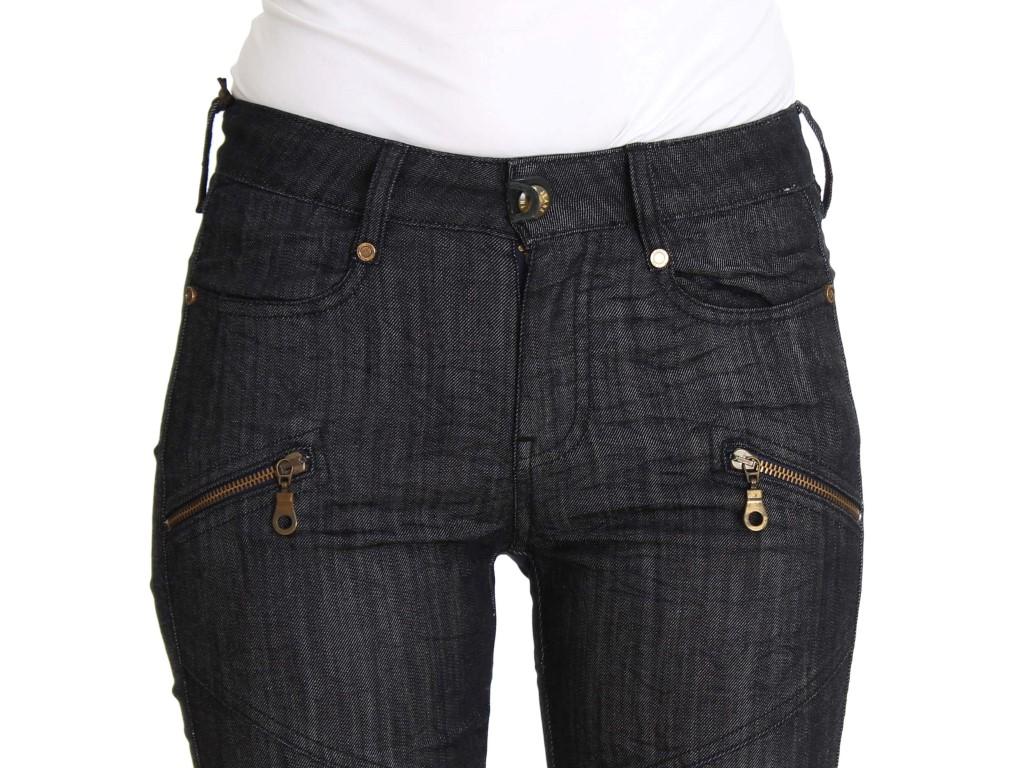 Blue Cropped Cotton Stretch Skinny Slim Fit Jeans