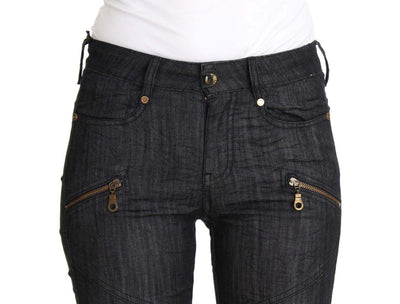 Blue Cropped Cotton Stretch Skinny Slim Fit Jeans