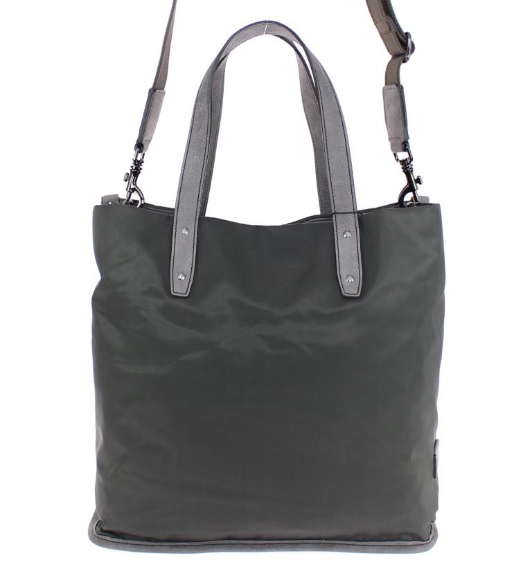 Green nylon tote bag