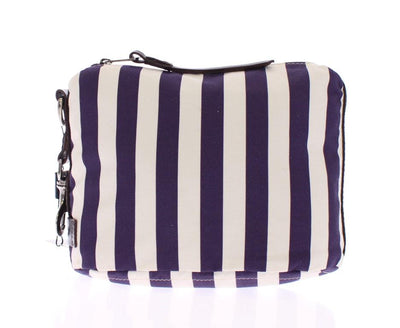 Purple striped canvas toiletry bag