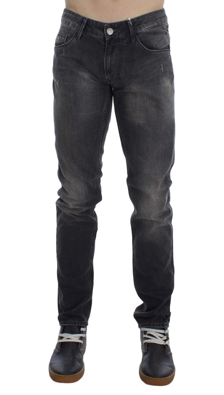 Gray Cotton Stretch Super Slim Fit Jeans