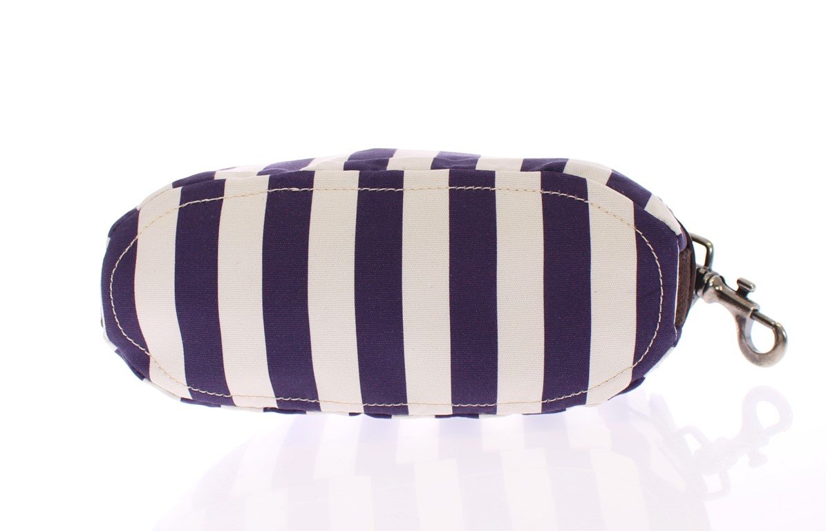Purple striped canvas toiletry bag